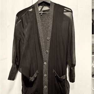 Elegant Black Sheer Cardigan Dress